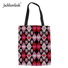 Jackherelook милые школьные Обувь для девочек хранения сумки для шоппинга животных с рисунком панды многоразовые Лен для женщин Tote хозяйственная сумка через плечо Mochila