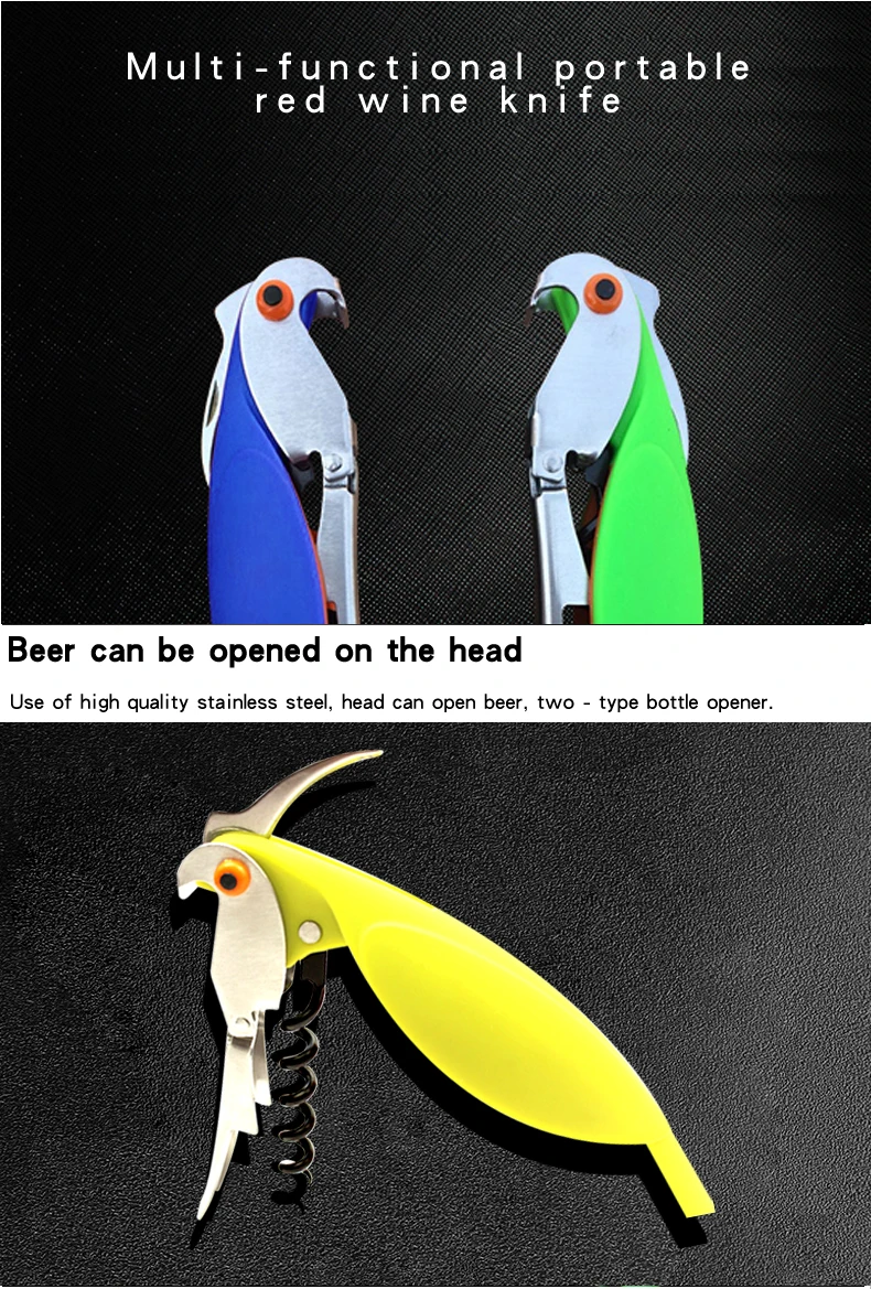 Портативный универсальный из нержавеющей стали parrot wine opener/wine bottle штопор Прямая с фабрики