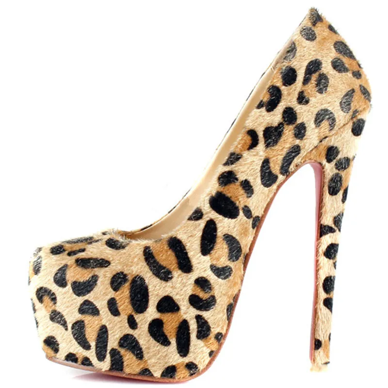 

GOOFLORON 16cm High Heel Pumps Shoes Women's Fashion Leopard Shoes 5cm Platform Waterproof Sexy Spike Shoes