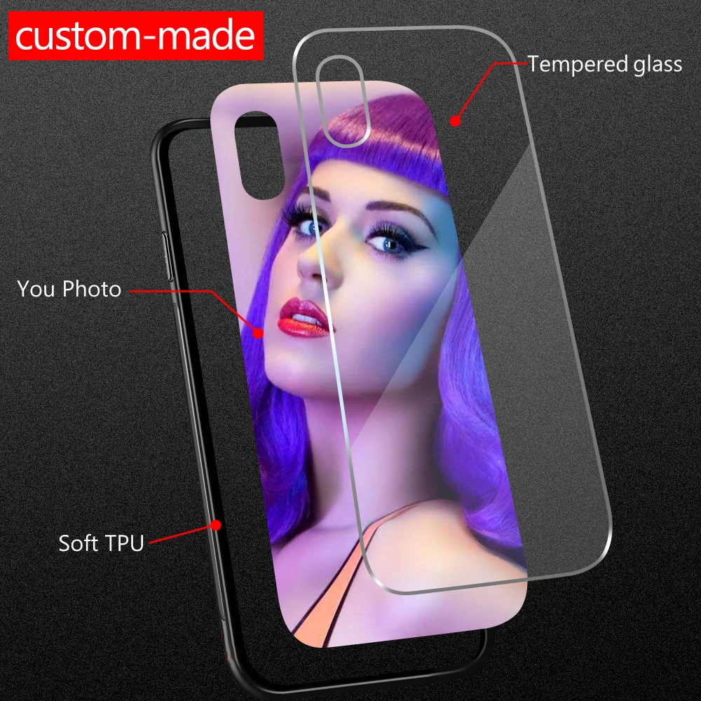 

High-end Customized Glass Phone Case For iphone 7 6s 6 8 X Plus XS XR XS MAX Case For Sumsung S8 S9 Plus note 8 9 DIY Back Cover