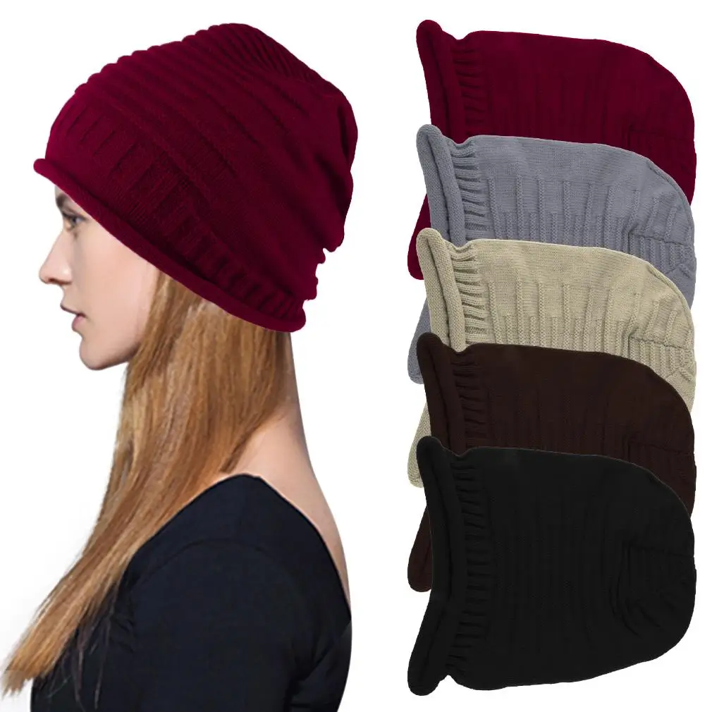 

Men Women Slouch Beanie Head Wrapped Hat Winter Cap Warm Solid knitted Hot