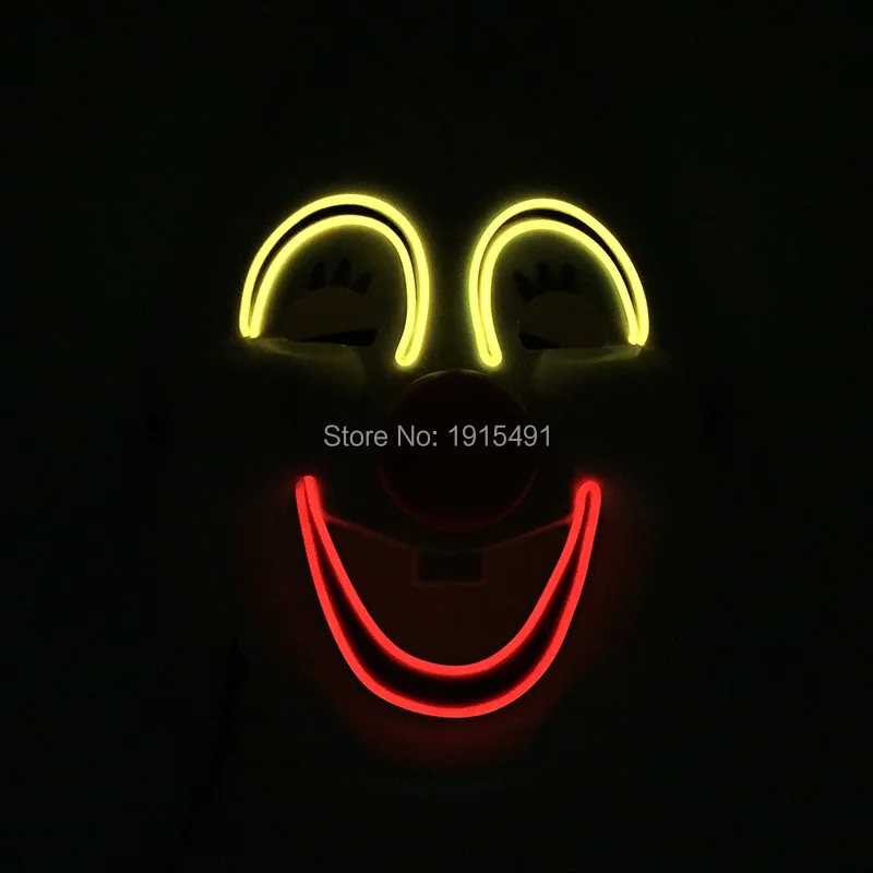 

High-end Fashion Party EL Wire glowing Mask Holiday Lighting Luminous Smile Cosplay Full face Mask by 3V For Festival Decoration