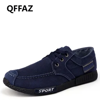 

QFFAZ 2018 Canvas Men Shoes Denim Lace-Up Men Casual Shoes New Plimsolls Breathable Male Footwear Spring Autumn