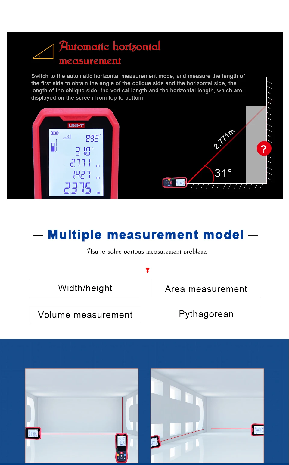 UNI-T LM80/LM100/LM120/LM150 лазерный дальномер электронный лазерный измеритель расстояния 80 м/100 м/120 м/150 м