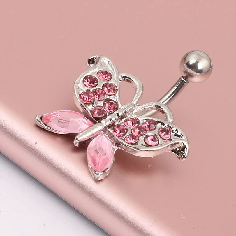 1pcs Fashion Body Piercing Jewelry full crystal butterfly Belly Navel