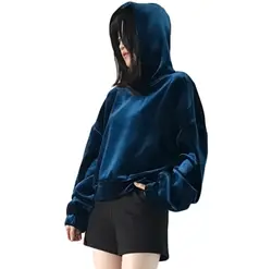 Бархатные синие Hodies женские Bts зимние короткие пушистые Hodie милые Bts Sudadera Mujer Женская толстовка Moletom Feminino Женская одежда QP20