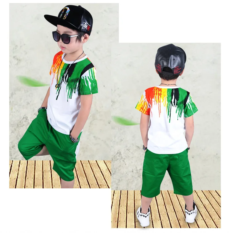 Модные комплекты одежды для мальчиков коллекция года, летний детский спортивный костюм футболка с короткими рукавами и штаны, костюмы для детей возрастом от 3 до 12 лет