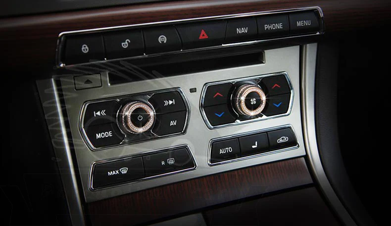 3 цвета отзывы кондиционер Кнопка громкости автомобиля украшения аксессуары наклейка на автомобиль-Стайлинг для Jaguar XF XJ XJL обновление