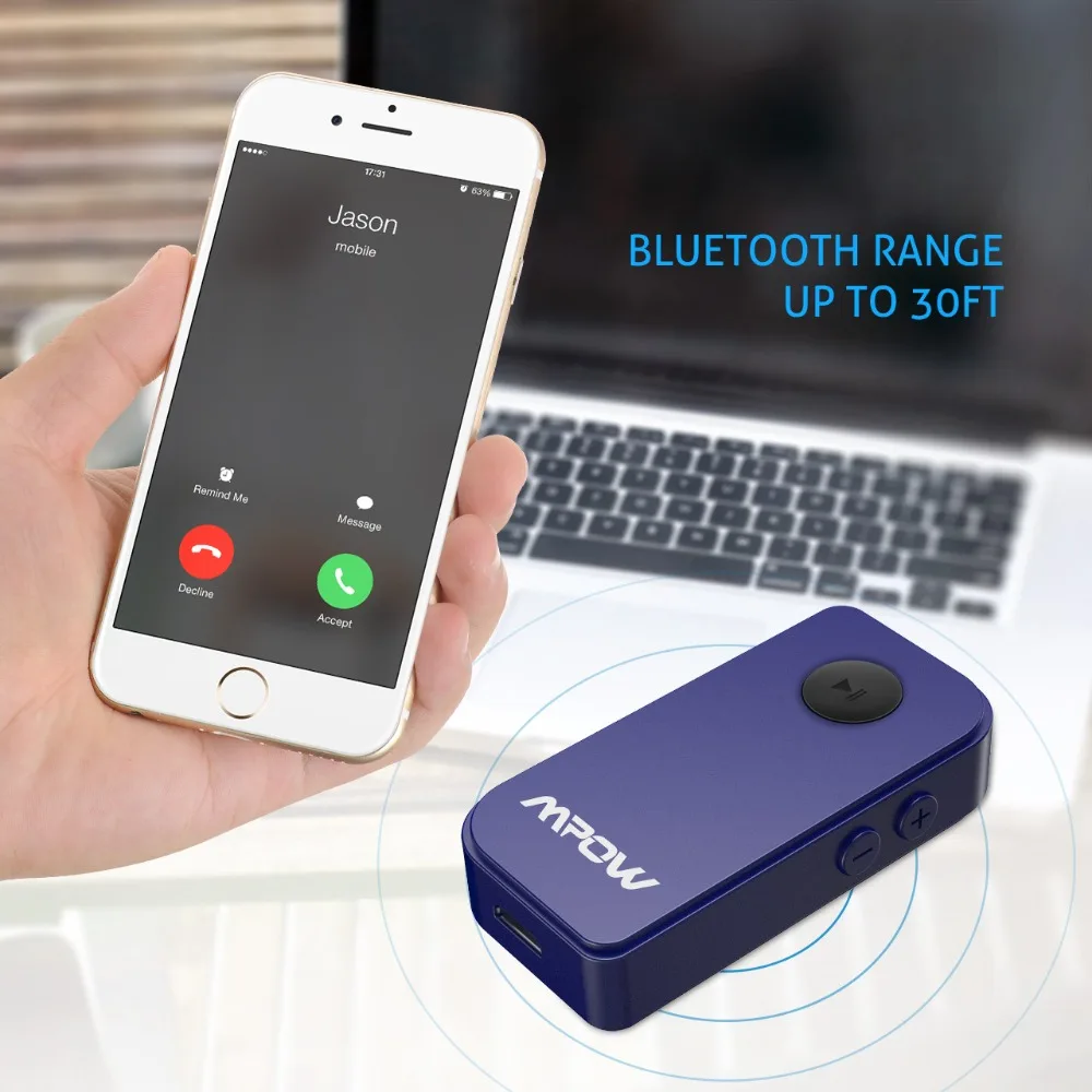 VicTsing Bluetooth Receiver Portable Bluetooth 4.1 Car Aux Adapter Hands-free Audio Adapter Wireless Car Audio Stereo System     (7)