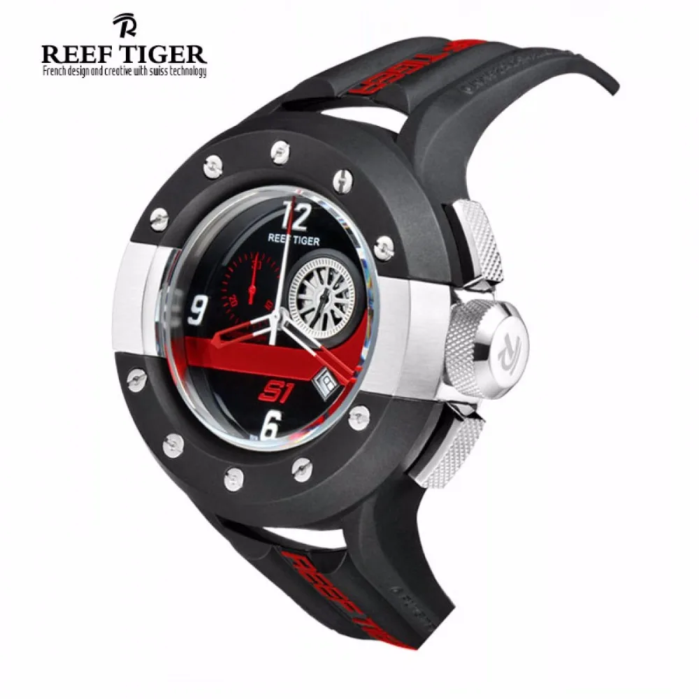 Reef Tiger/РТ мужские спортивные часы с хронографом приборной панели циферблат часы с кварцевым механизмом с датой Стоп Часы Зеленый Желтый RGA3027