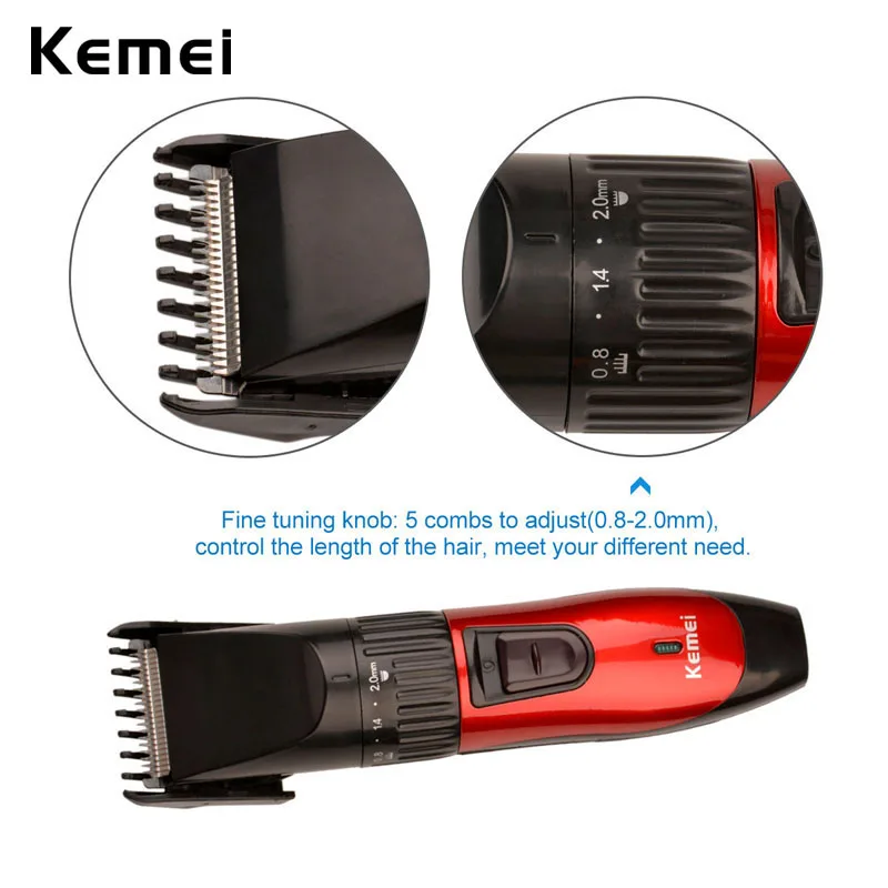 Kemei Rechargeable Hair Clipper Electric Cutter Hair Cutting Machine Haircut Tool Barber Profession