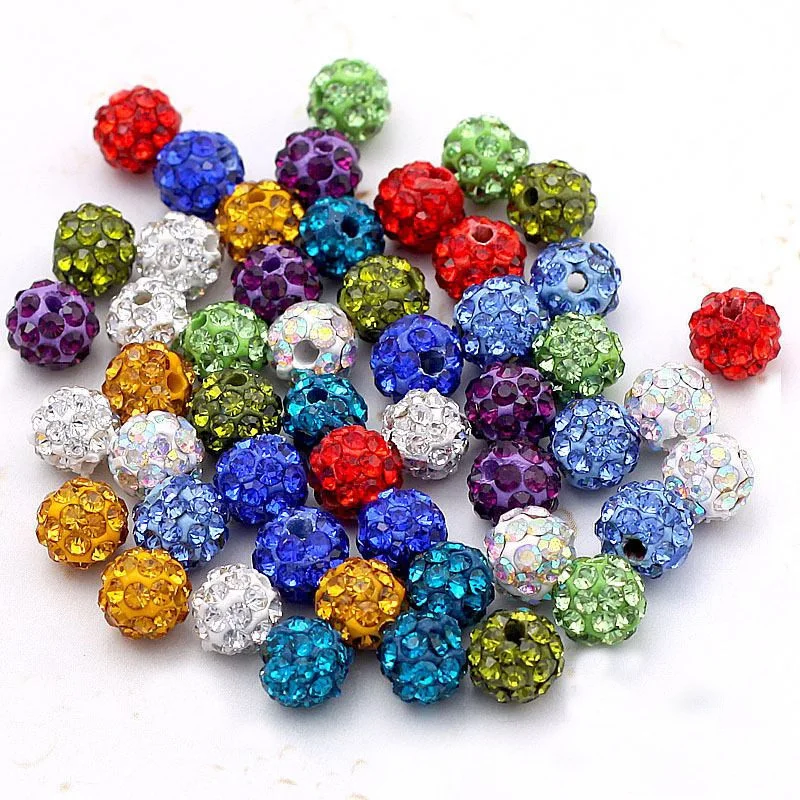 

Lovely 20pcs Mix Color Beads Jewelry Accessory DIY Shiny Czech Crystal Rhinestone Pave Clay Disco Ball Spacer Beads