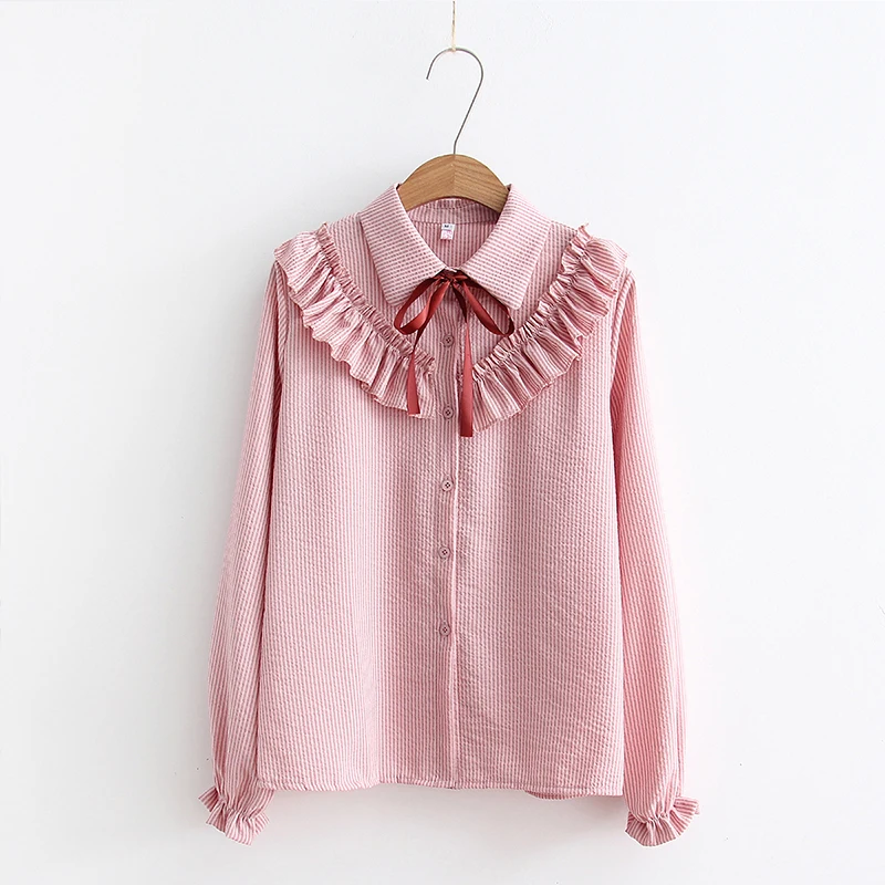 Mori Girl Blusa Feminina Spring Autumn Women Long Sleeve Tops and Blouses Ruffles Japanese Chiffon Shirts