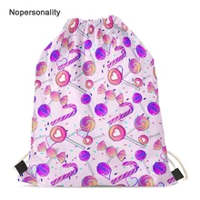 Nopersonality розовый леденец печати Drawstring рюкзак для женщин маленьких детей девочек Сумка на шнурке портативная детская дорожная сумка для хранения