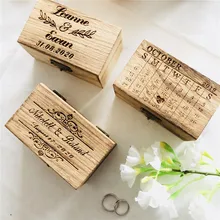 Индивидуальная деревянная коробка для обручальных колец с именами и датой, коробка для обручальных колец, коробка для обручальных колец на заказ в деревенском стиле