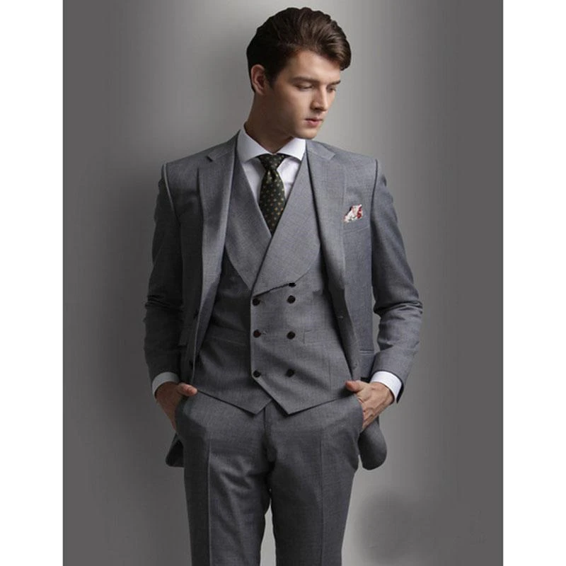 

New Arrival Two Buttons Groomsmen Notch Lapel Groom Tuxedos Men Suits Wedding/Prom Best Man Blazer ( Jacket+Pants+Vest+Tie)A104