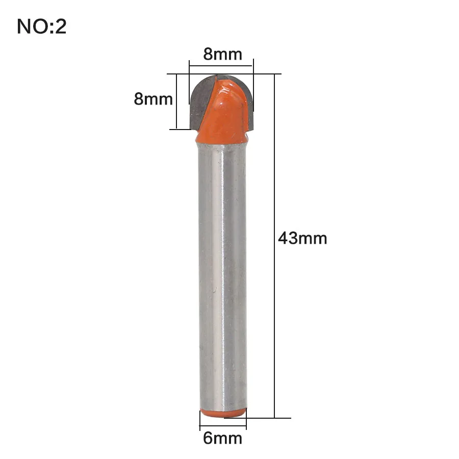 1 шт. 6 мм хвостовик 1/" Радиус шариковая носовая сердцевина коробка деревообрабатывающие фрезы Фрезы для древесины фрезы для дерева режущие инструменты