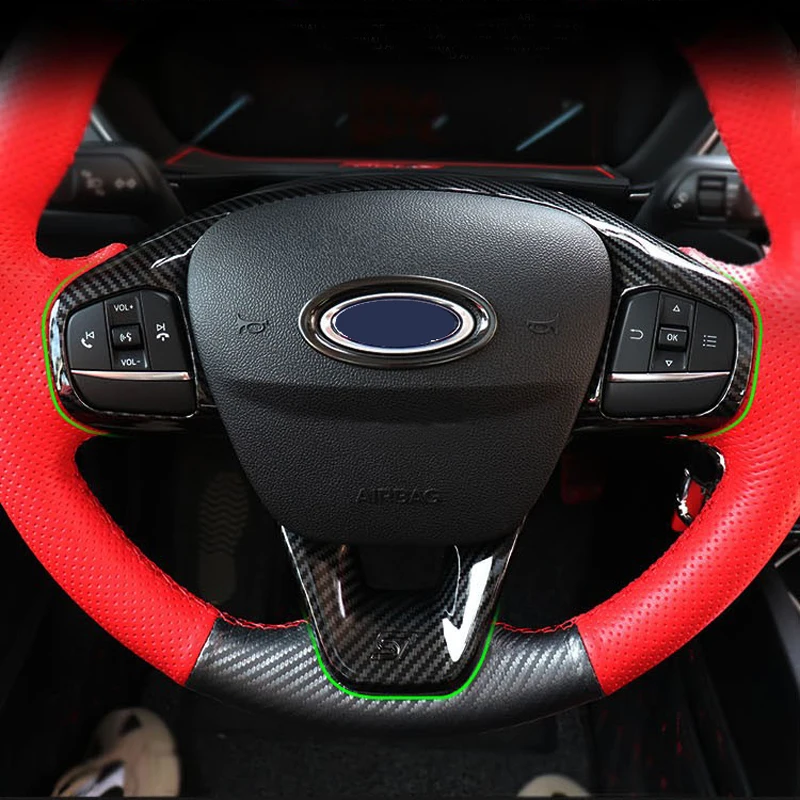 

JY ABS Carbon Fiber Style Black Car Steering Wheel Panel Garnish Trim Cover Accessories For Ford Focus MK4 2019.