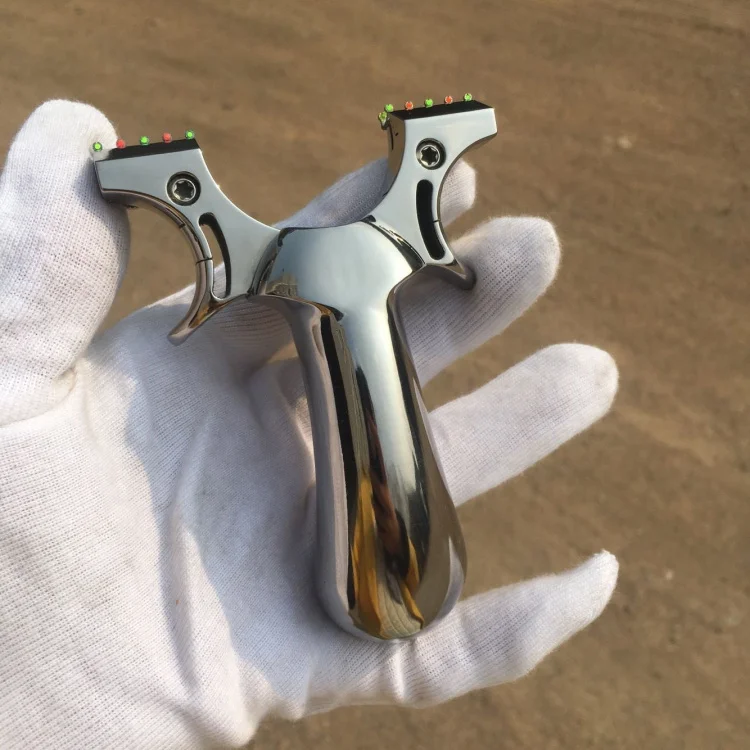 

2019 new titanium alloy Slingshot Hunting White Catapult with Led Light and Rubber Band Outdoor Shooting Sling Shot Outdoor Tool