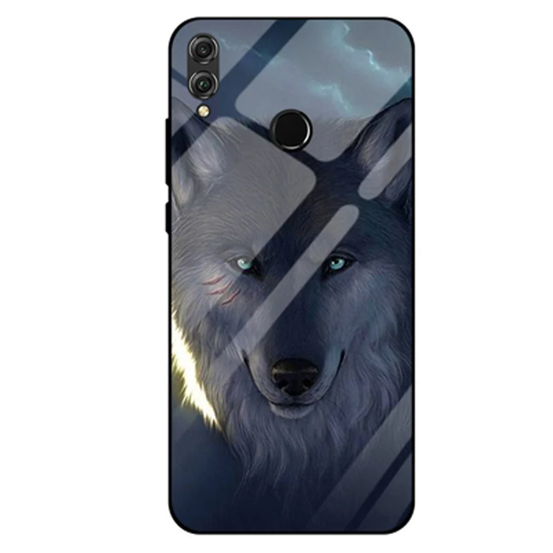 Чехол для Huawei Nova 3i Твердый чехол из закаленного стекла в стиле wolf girl с силиконовой
