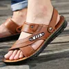 Men's Beach Shoes Sandals Cow Quality Genuine Leather Non-slip Men's Slippers  Breathable Two Uses Men's sandals  Men's Shoes ► Photo 2/6