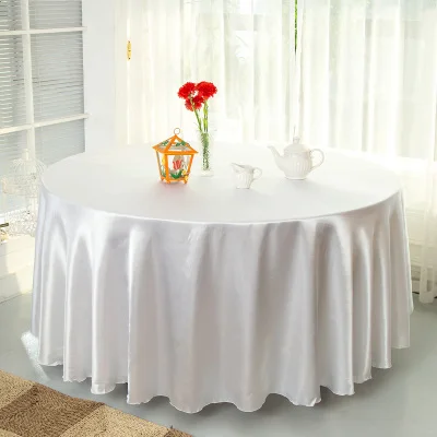 

DHL/UPS Free Stain Table Cloth 1Pcs/lot 108" Satin Table Cover White Black Round Tablecloth for Banquet Wedding Party Decoration