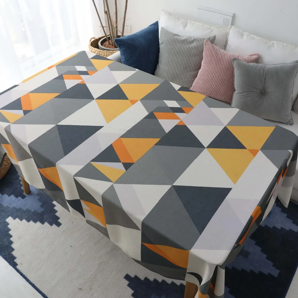 

Geometric Print Kitchen Table Linens Rectangular Tablecloths Nappe Oilcloth Table Cloth Waterproof Cotton Mat Restaurant Cloth