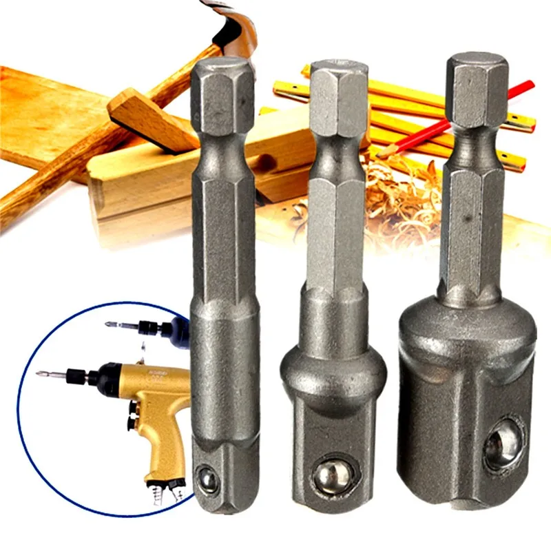 3pcs/set 1/4" 3/8" 1/2" Hex Wrench Sleeve Extension Bar Drive Power