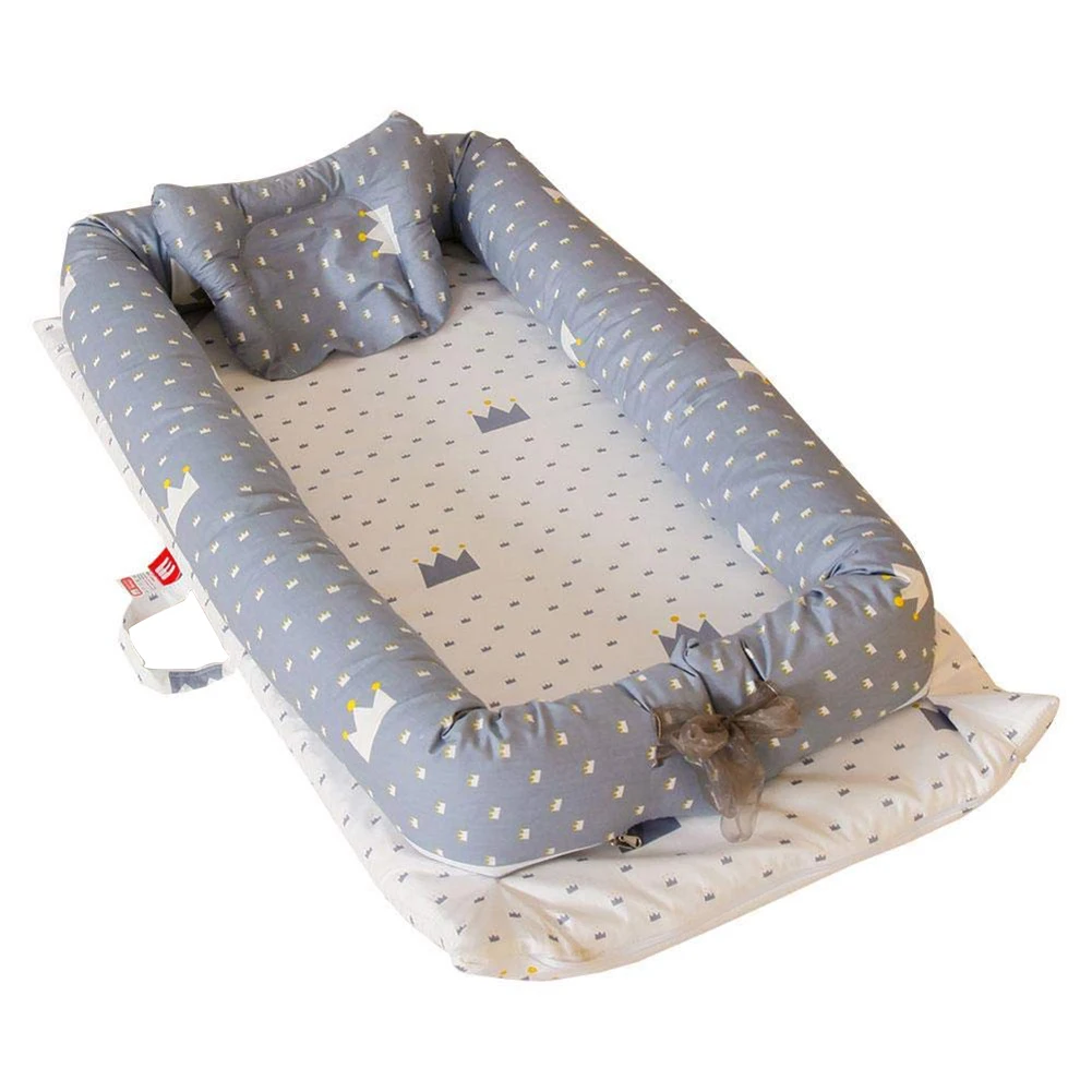Детская портативная кровать с мягкой подушкой съемная и моющаяся изолирующая кровать дышащий гипоаллергенный младенческий шезлонг 0-24 м