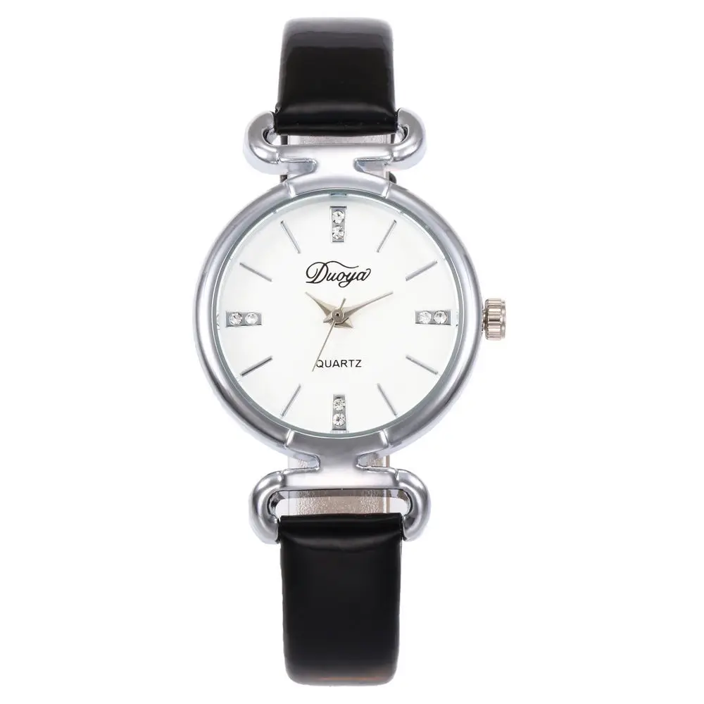 Новые модные роскошные брендовые простые кожаные кварцевые женские часы женские женственные наручные часы relogio feminino masculino - Цвет: Black