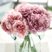 Искусственный цветок пион кучу шелк искусственный Цветы Букет реального, как Свадебные гостиной декоративные 5 цветов
