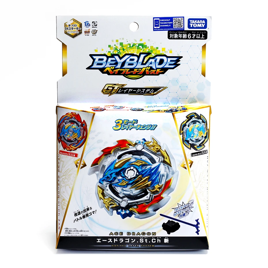 

Genuine TOMY BEYBLADE Burst GT B-133 DX Holy Emperor Dragon King Three Transformations Overlord Blasting Gyro Blades Boy's Toy
