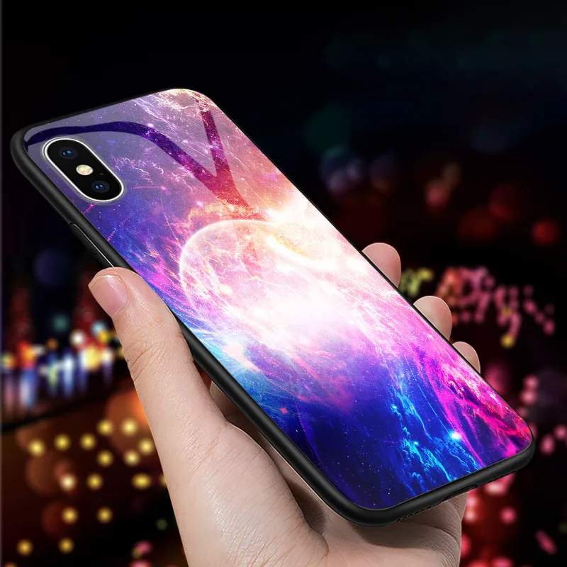 Чехол из закаленного стекла Планета космос стеклянный чехол для iPhone 6 7 XR X S XS Max