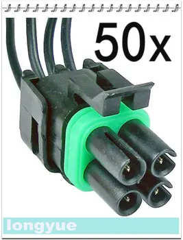 

longyue 50pcs 4-Way square female comnector pigtail Weather Pack Wire Harnesses 25cm wire