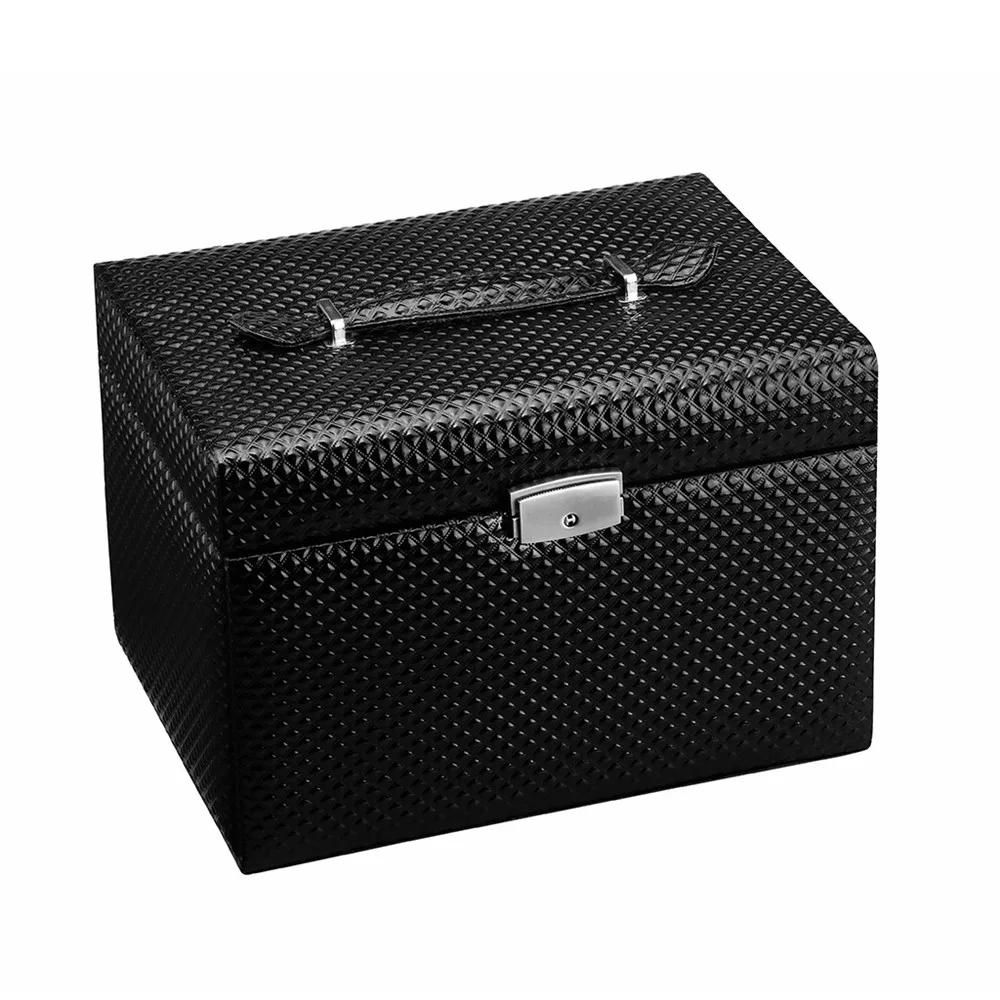 Finether прямоугольная коробка для ювелирных изделий с алмазным узором, Запираемая Хранение Косметики косметичка, коробка для хранения ювелирных изделий