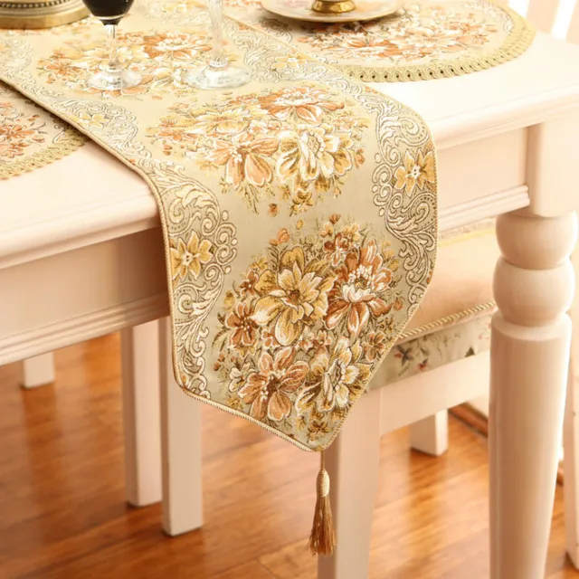 European style table runner luxurious camino de mesa gold silk