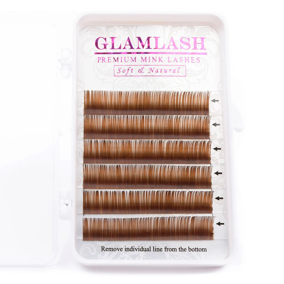 GLAMLASH 1 шт., фиолетовые, синие, коричневые, темно-коричневые ресницы, индивидуальные норковые накладные ресницы для наращивания, Премиум мягкий натуральный макияж