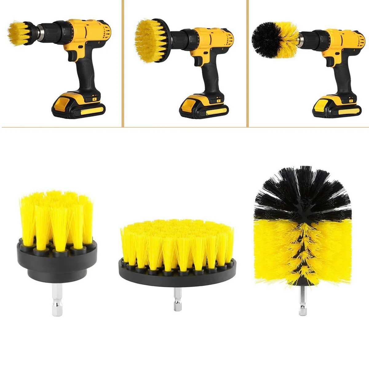 3pcs Eletric Drill Brush Tile Grout Power Scrubber Cleaning Tub Cleaner Combo Tool For Power Tools