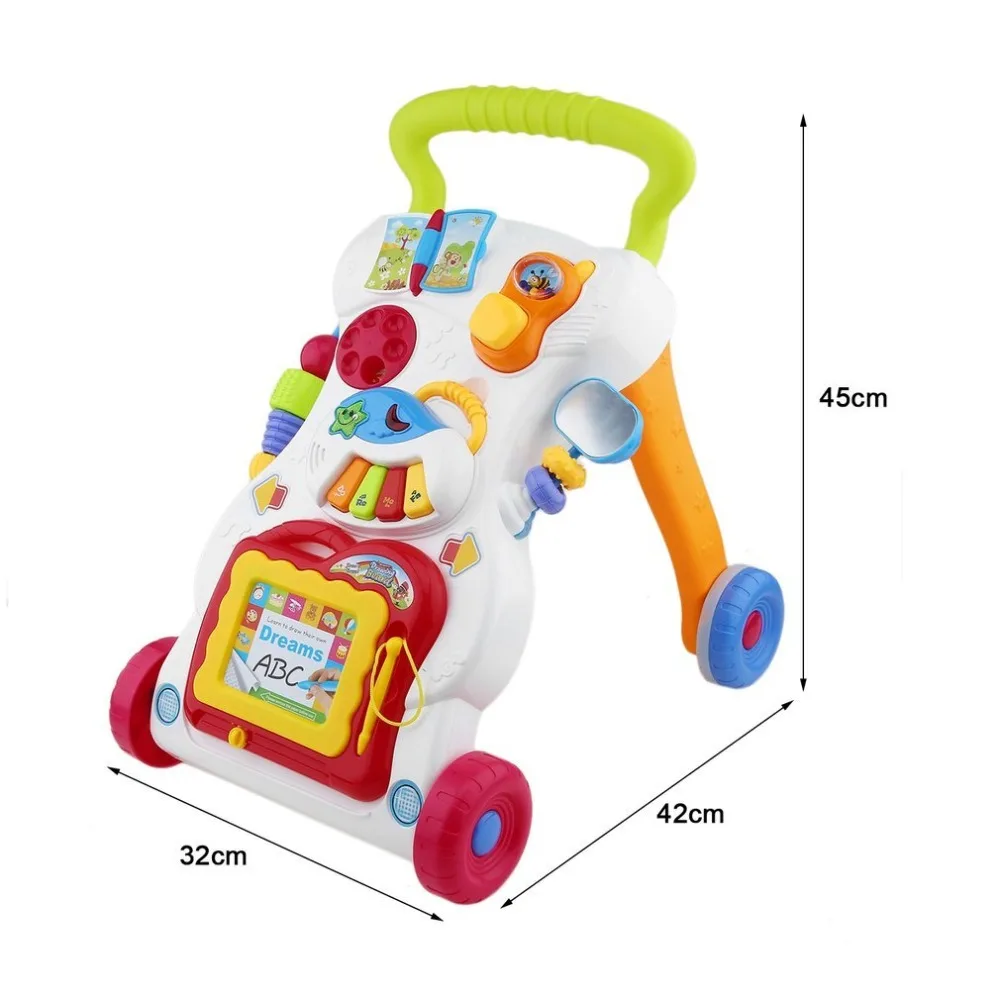 Детские для ходьбы помощник многофункционал игрушка-тележка для ребенка Sit-to-ходунки для малыша раннего обучения с регулируемый винт