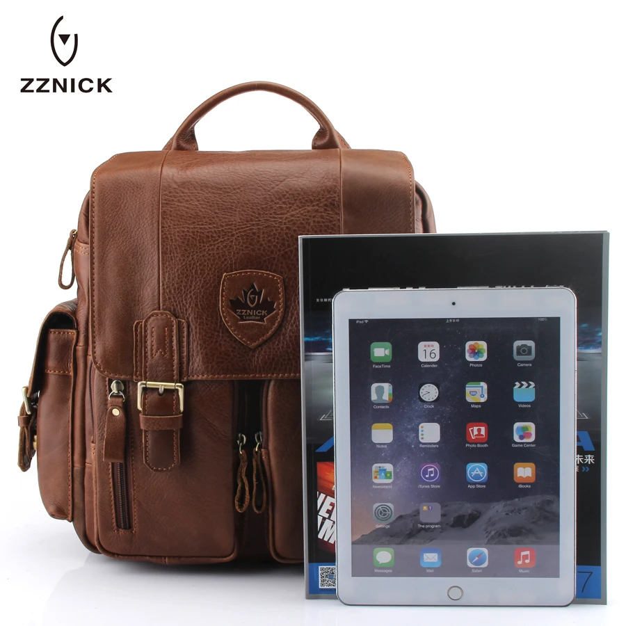 Mens Genuine Cowhide Leather Backpack Travel School Bag Satchel Handbag Rucksack