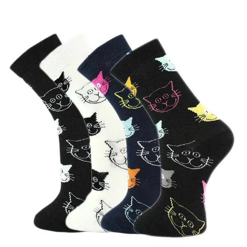 

2018 new tide socks personalized cat cheap comic smiley cotton casual tube socks cute simple fashion socks