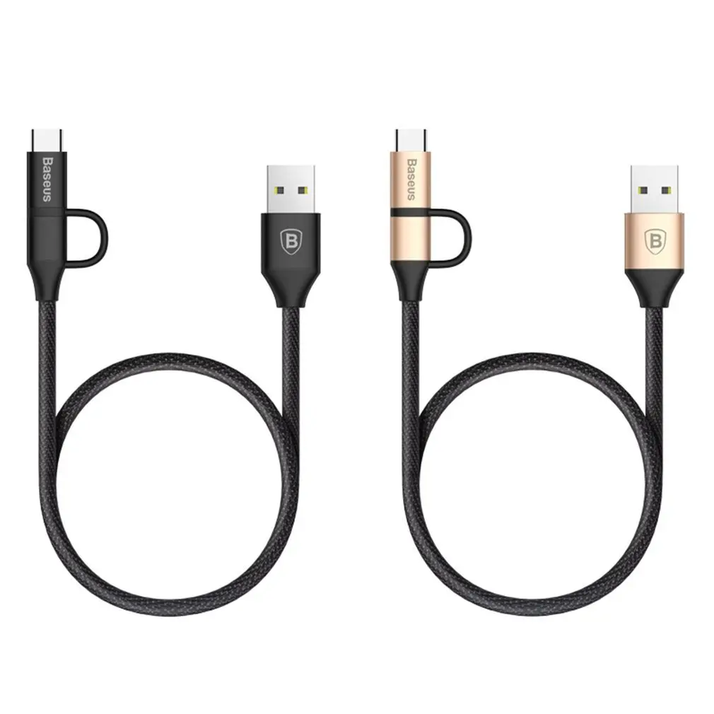 Baseus 2 in 1 Data Cable Micro USB Type C Cables 2A Fast Charging Cable