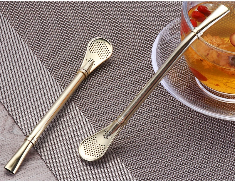 TUUTH Creative Stainless Steel Drinking Straw Filter Spoon Handmade Yerba Mate Tea Bombilla Gourd Washable Tea Tools B10