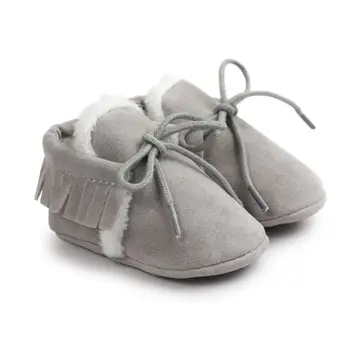 

Baby Girl Shoes Winter Keep Warm PU Suede Solid Fur Newborn Baby First Walkers Shoes Boots Infant Moccasins Soft Moccs Shoes
