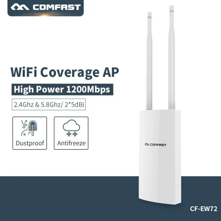 

Outdoor Weatherproof CPE/Wifi Extender/Wi-fi Access Point/Router/1200Mbps 5GHz 2.4GHz 48V POE 360 Degree Omnidirectional Antenna