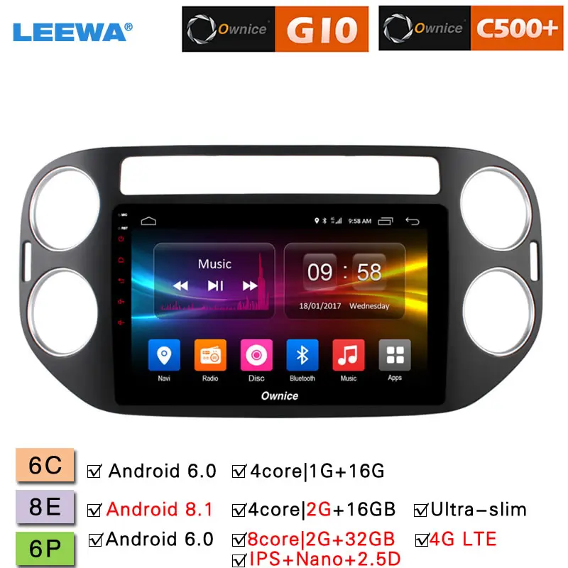 

LEEWA 9 " 2.5D Nano IPS Screen Android 8.1 8-Core/DDR3 2G/32G/4G LTE Car Media Player With GPS/FM For Volkswagen Tiguan 10-16