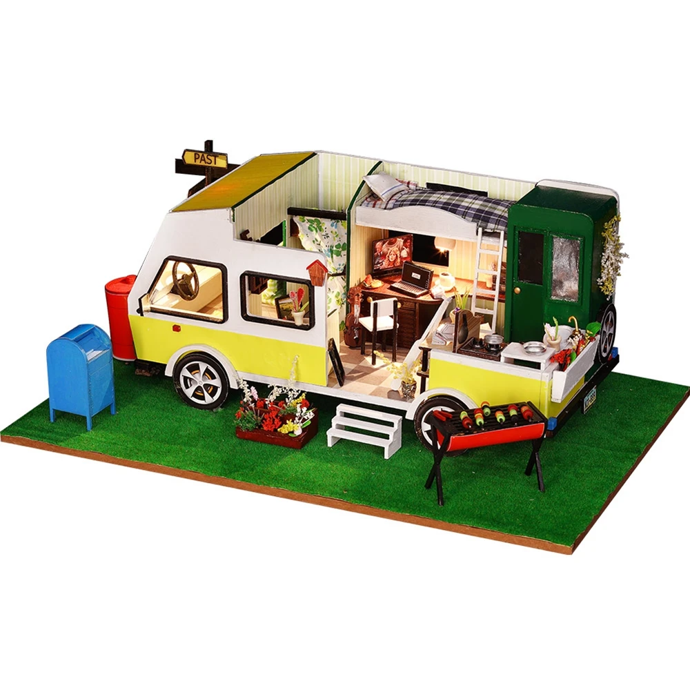 Ручной работы Miniatura Diy Кукольный дом мебель собирать деревянные миниатюрный кукольный домик Модель наборы головоломки игрушки для детей девочка подарок