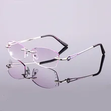 Модные фиолетовые женские очки для чтения со стразами без оправы дизайн качественные женские очки для пресбиопии для глаз для женщин