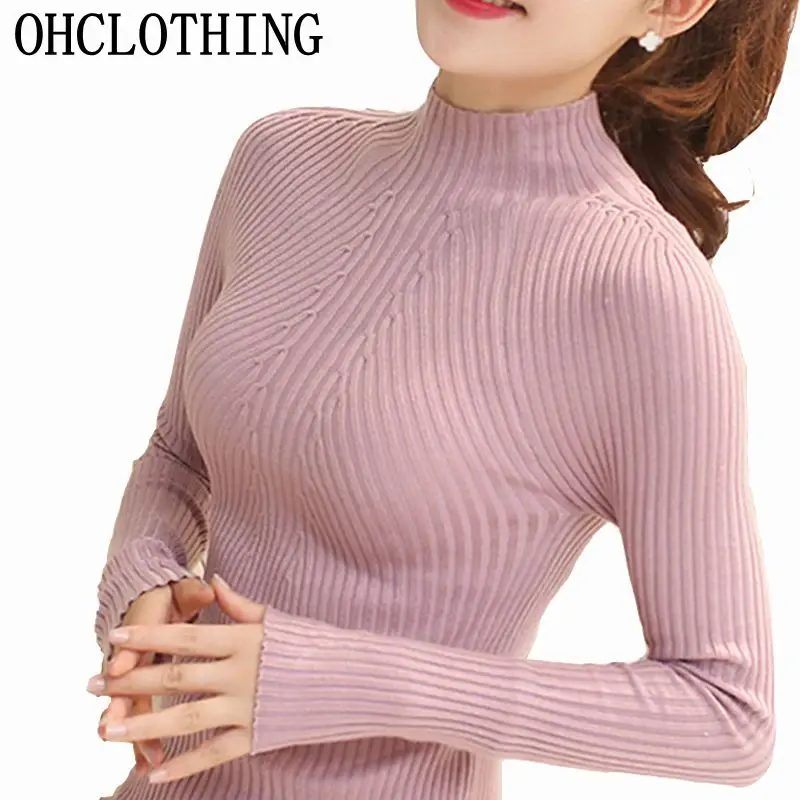 Осень-зима 2017 женские свитера OHCLOTHING Высокоэластичный тонкий теплый плотный