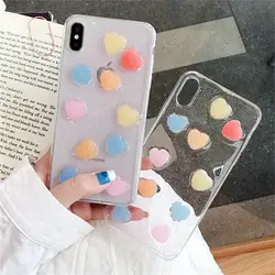 Candy Love Heart чехол для iPhone X XR XS Max чехол для iPhone 6 6s 7 8 plus прозрачная задняя крышка милые силиконовые чехлы Капа